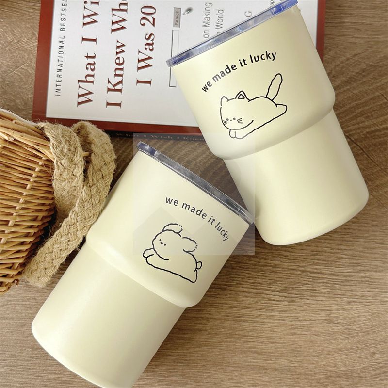 Cute coffee cup double-layer stainless steel vacuum insulated cup INS hot sale