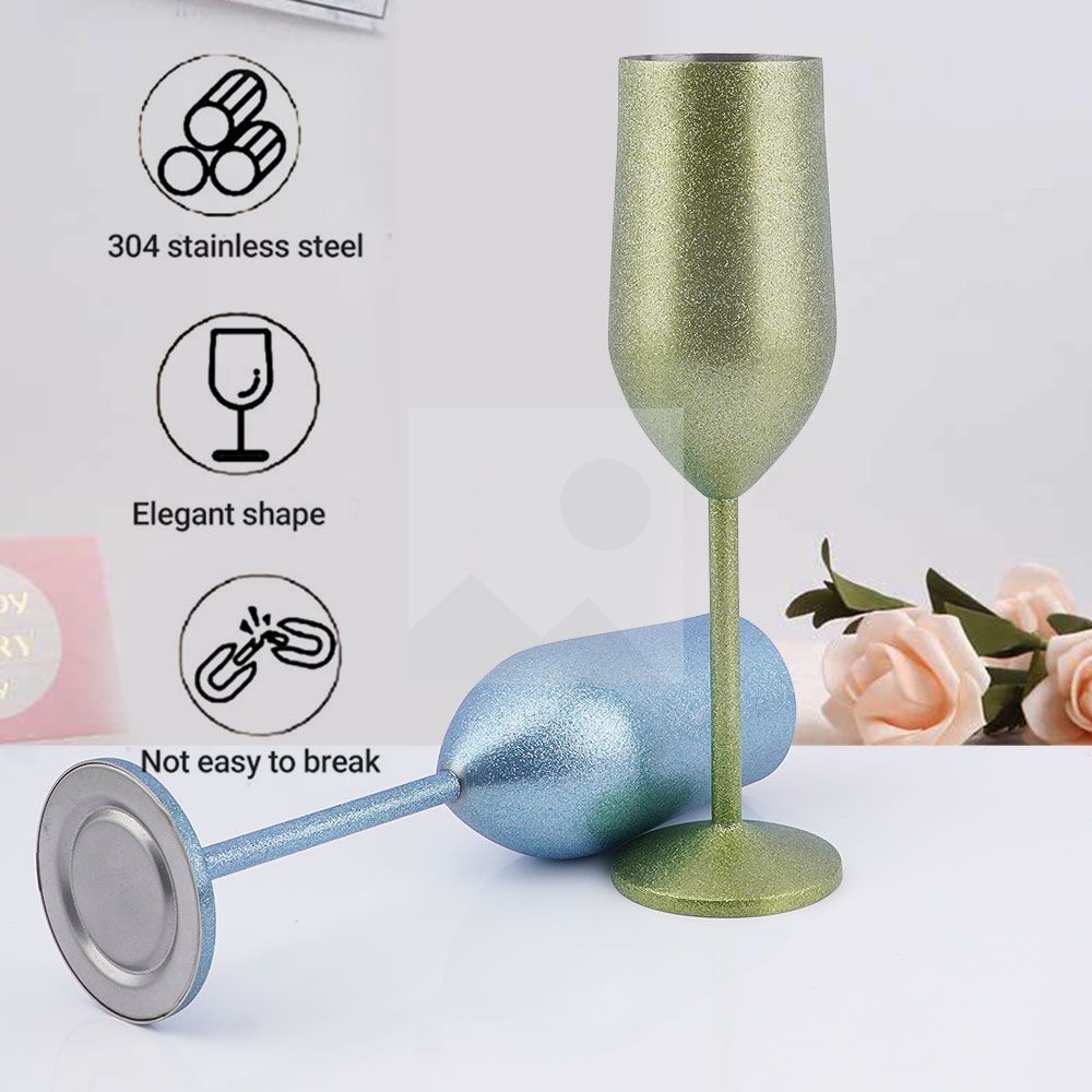 New 210ML Champagne Glasses Stemmed Stainless Steel Unbreakable Champagne  Wine Glasses for Drinking Toasting Wedding Christmas