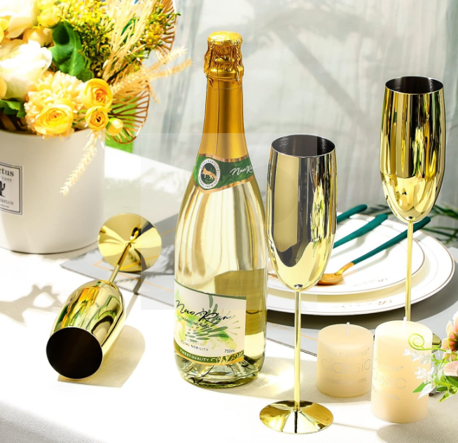 New 210ML Champagne Glasses Stemmed Stainless Steel Unbreakable Champagne  Wine Glasses for Drinking Toasting Wedding Christmas