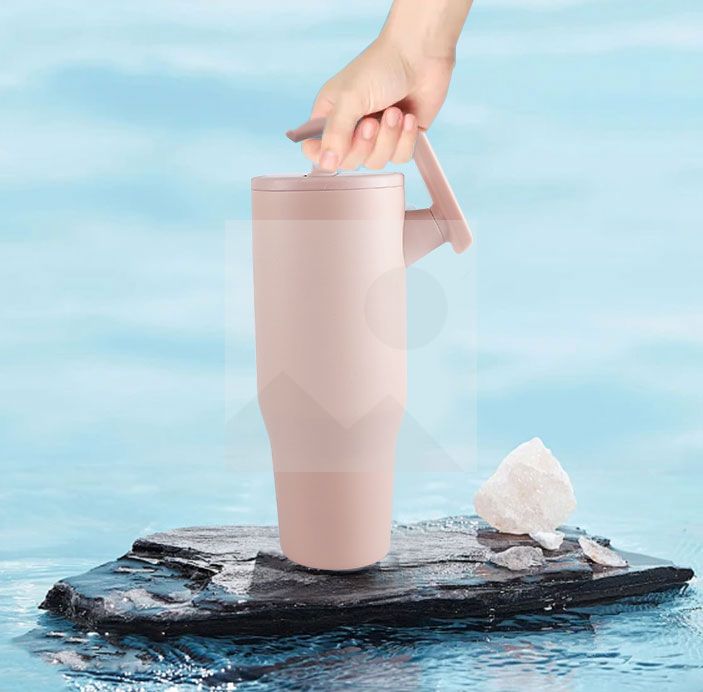 40oz Tumbler with 180° Rotated Handle & Flip Straw Triple Layer Vacuum Insulated Stainless Steel Cup Leak Resistant Water Bottle