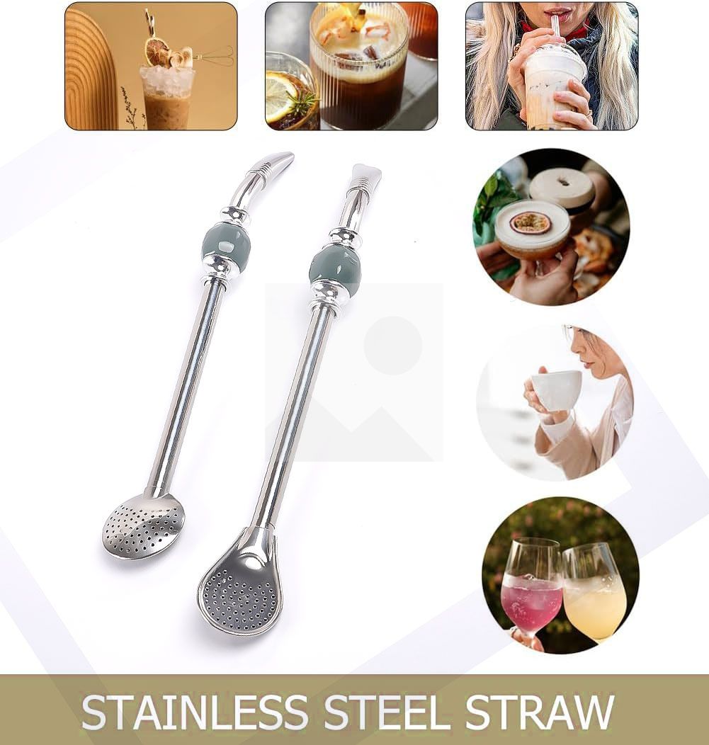 2025 Argentine Detachable Tea Straws 304 Stainless Steel Straws Yerba Mate Water Tea Drink Bombilla with Filter Cleaning brush