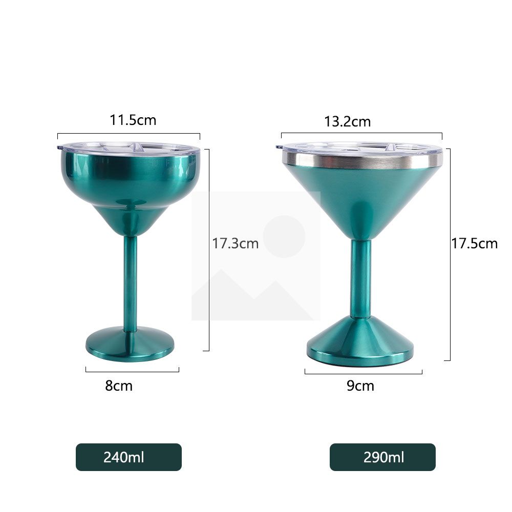 Vacuum sealed metal Margarita Glass with lid 290ml/240ml insulated flat cup steel cup for vacation pool and beach Cold Mugs