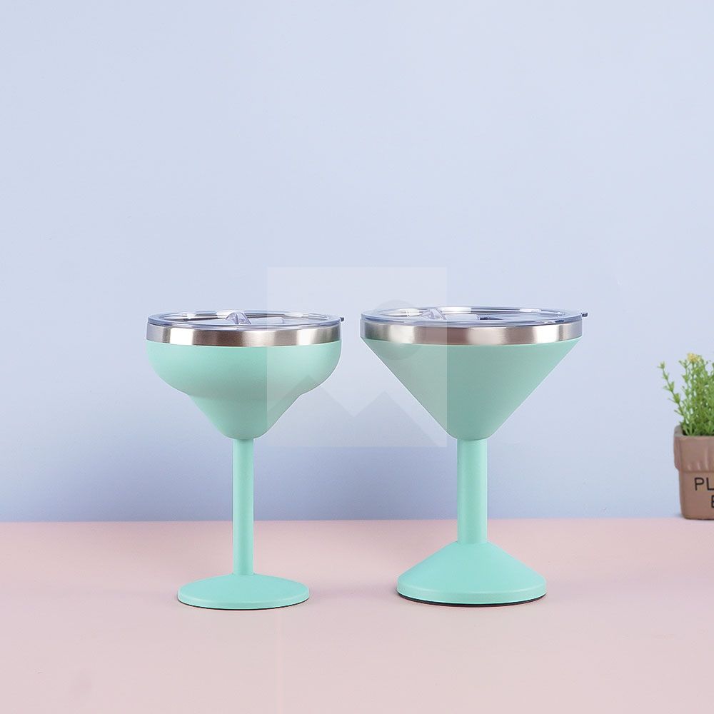 Vacuum sealed metal Margarita Glass with lid 290ml/240ml insulated flat cup steel cup for vacation pool and beach Cold Mugs
