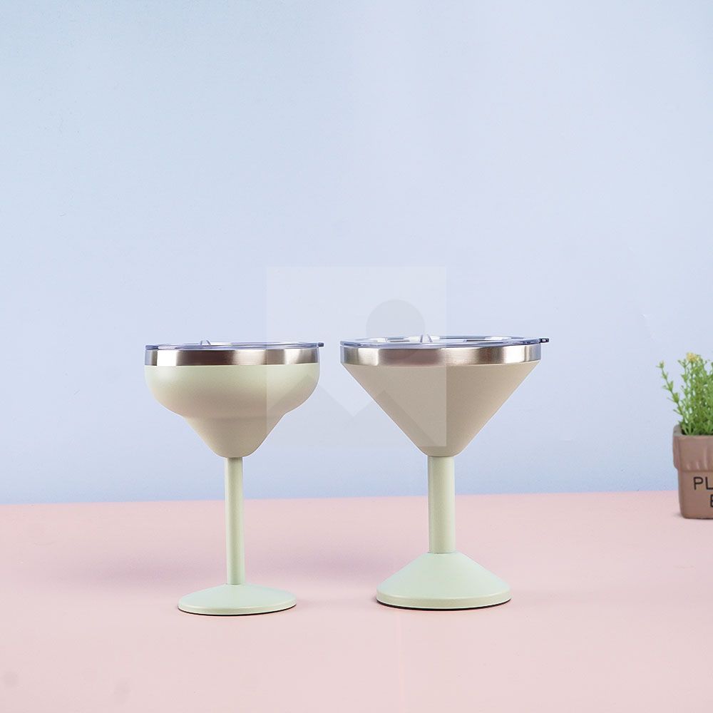 Vacuum sealed metal Margarita Glass with lid 290ml/240ml insulated flat cup steel cup for vacation pool and beach Cold Mugs