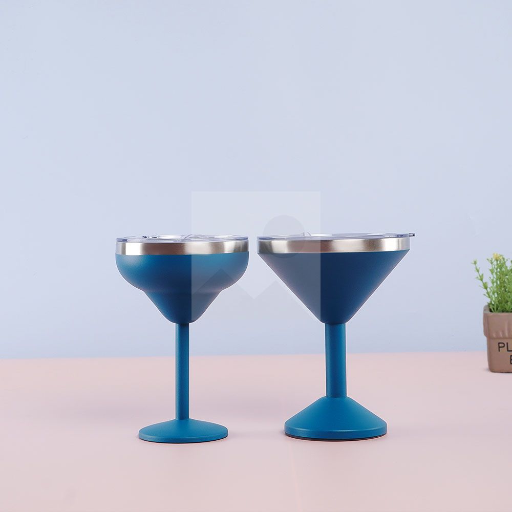 Vacuum sealed metal Margarita Glass with lid 290ml/240ml insulated flat cup steel cup for vacation pool and beach Cold Mugs