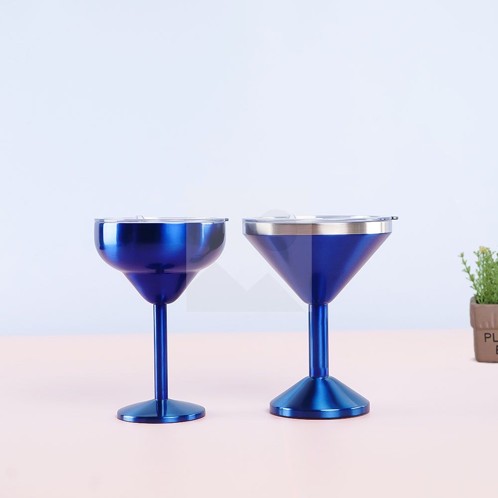 Vacuum sealed metal Margarita Glass with lid 290ml/240ml insulated flat cup steel cup for vacation pool and beach Cold Mugs
