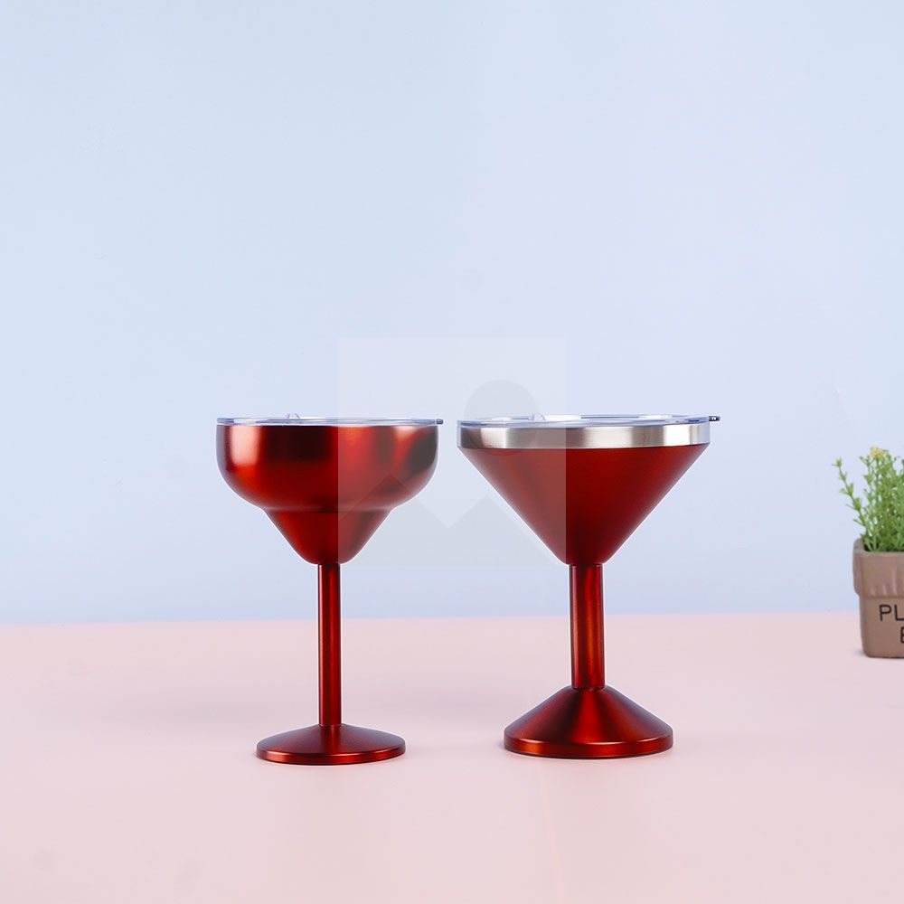 Vacuum sealed metal Margarita Glass with lid 290ml/240ml insulated flat cup steel cup for vacation pool and beach Cold Mugs