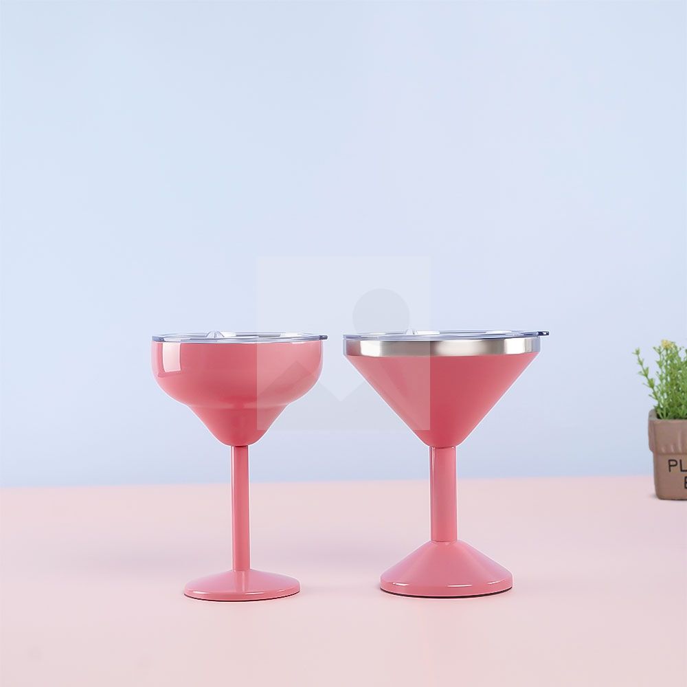 Vacuum sealed metal Margarita Glass with lid 290ml/240ml insulated flat cup steel cup for vacation pool and beach Cold Mugs
