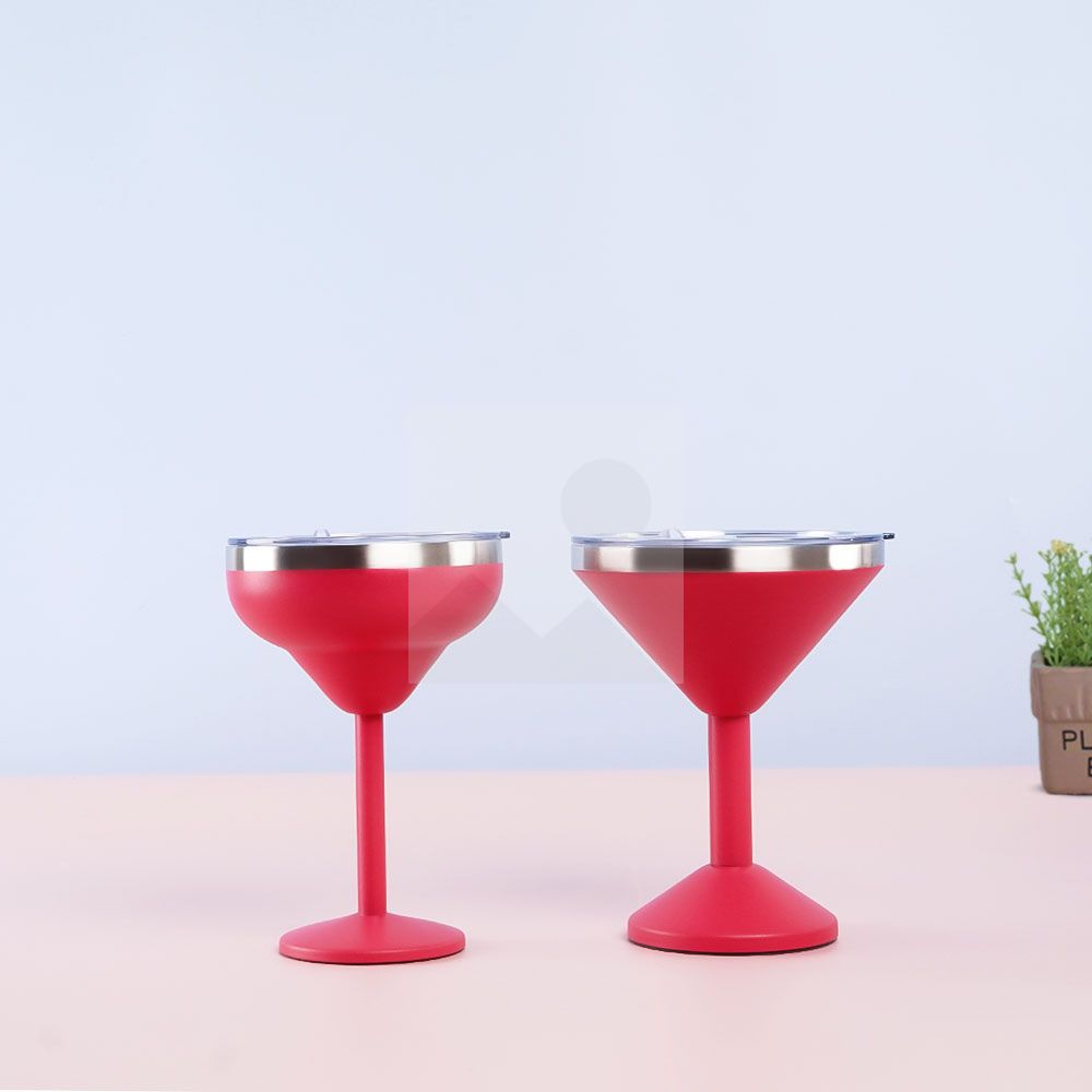 Vacuum sealed metal Margarita Glass with lid 290ml/240ml insulated flat cup steel cup for vacation pool and beach Cold Mugs