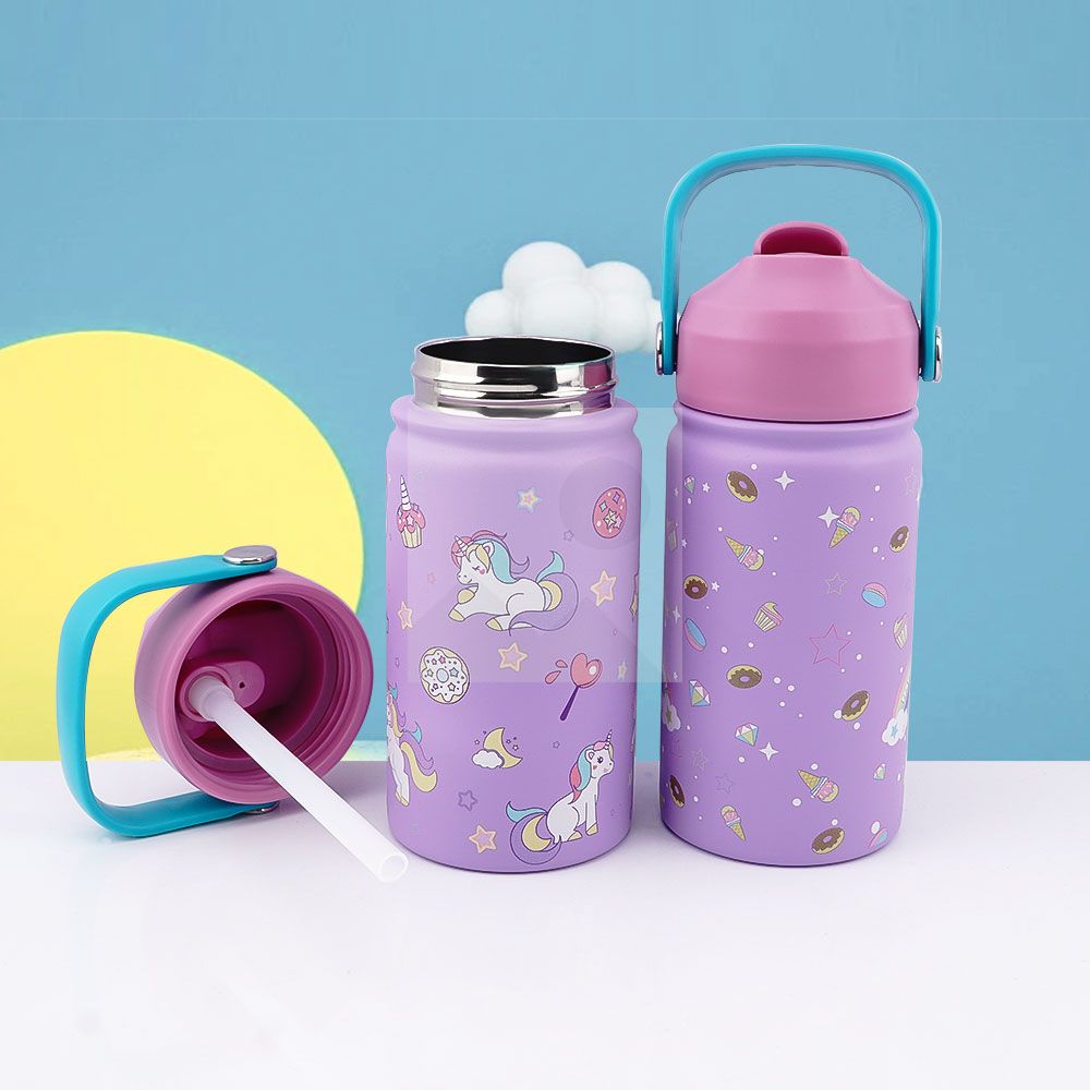 New 350ml Reusable Double Walled Flask Insulated Stainless Steel Drinking Water Bottle Gym For kids Tea Milk Bottle with handle