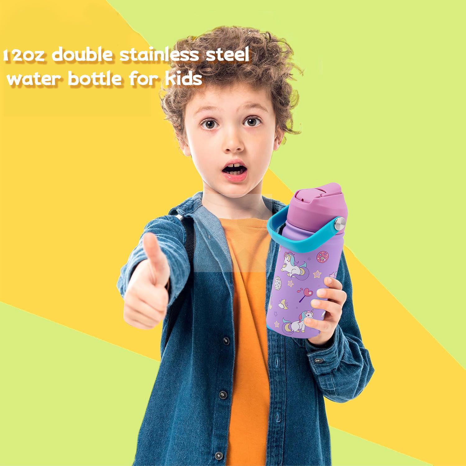 New 350ml Reusable Double Walled Flask Insulated Stainless Steel Drinking Water Bottle Gym For kids Tea Milk Bottle with handle