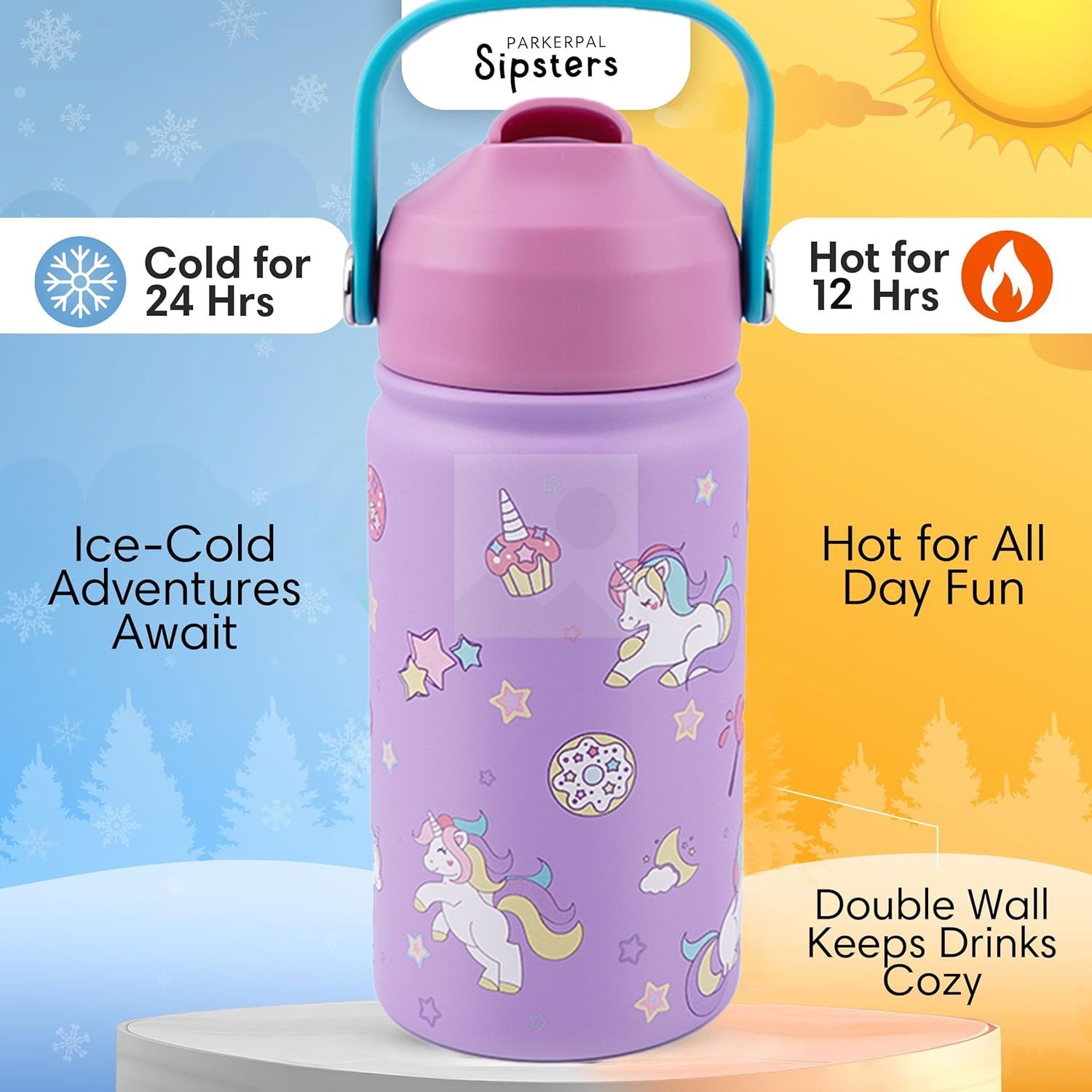 New 350ml Reusable Double Walled Flask Insulated Stainless Steel Drinking Water Bottle Gym For kids Tea Milk Bottle with handle