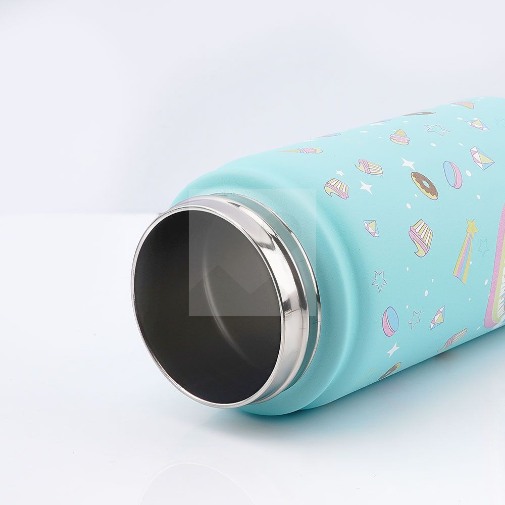 Stock 500ml /350ml  wide mouth pot cute thermos with 3D Cartoon pattern with handle 12oz/170z Tumbler Travel bottle with Flip Lid