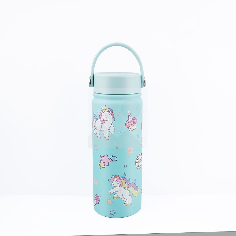 Stock 500ml /350ml  wide mouth pot cute thermos with 3D Cartoon pattern with handle 12oz/170z Tumbler Travel bottle with Flip Lid