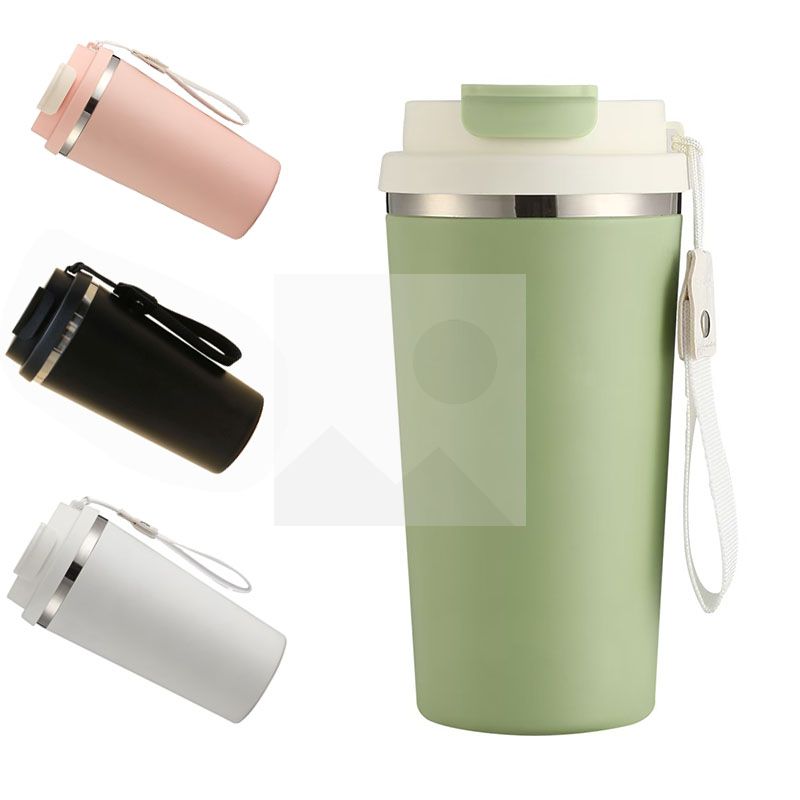 Factory wholesale mug 14.2oz/420ml Ceramic inner Insulated coffee travel mug with portable  Handle and double drinking screw lid