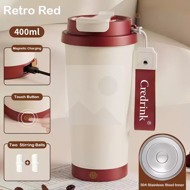 Stock 400ml Electric stirring coffee mug Reusable Insulated Stainless Steel  Tumbler with Flip Lid Cold Coffee Cup Thermos
