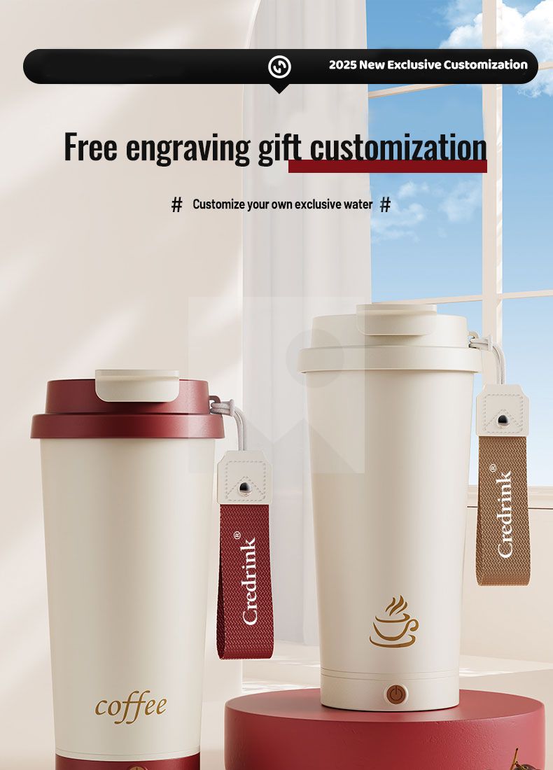 Stock 400ml Electric stirring coffee mug Reusable Insulated Stainless Steel  Tumbler with Flip Lid Cold Coffee Cup Thermos
