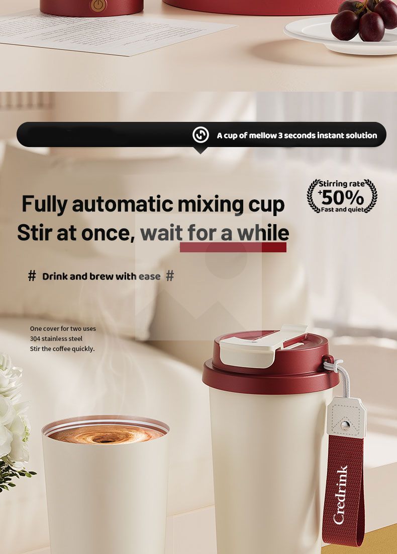 Stock 400ml Electric stirring coffee mug Reusable Insulated Stainless Steel  Tumbler with Flip Lid Cold Coffee Cup Thermos