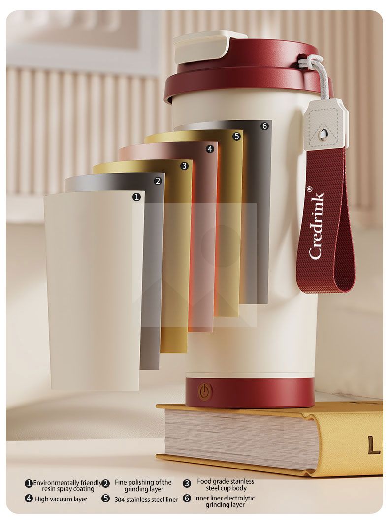 Stock 400ml Electric stirring coffee mug Reusable Insulated Stainless Steel  Tumbler with Flip Lid Cold Coffee Cup Thermos