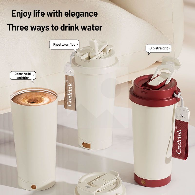 Stock 400ml Electric stirring coffee mug Reusable Insulated Stainless Steel  Tumbler with Flip Lid Cold Coffee Cup Thermos