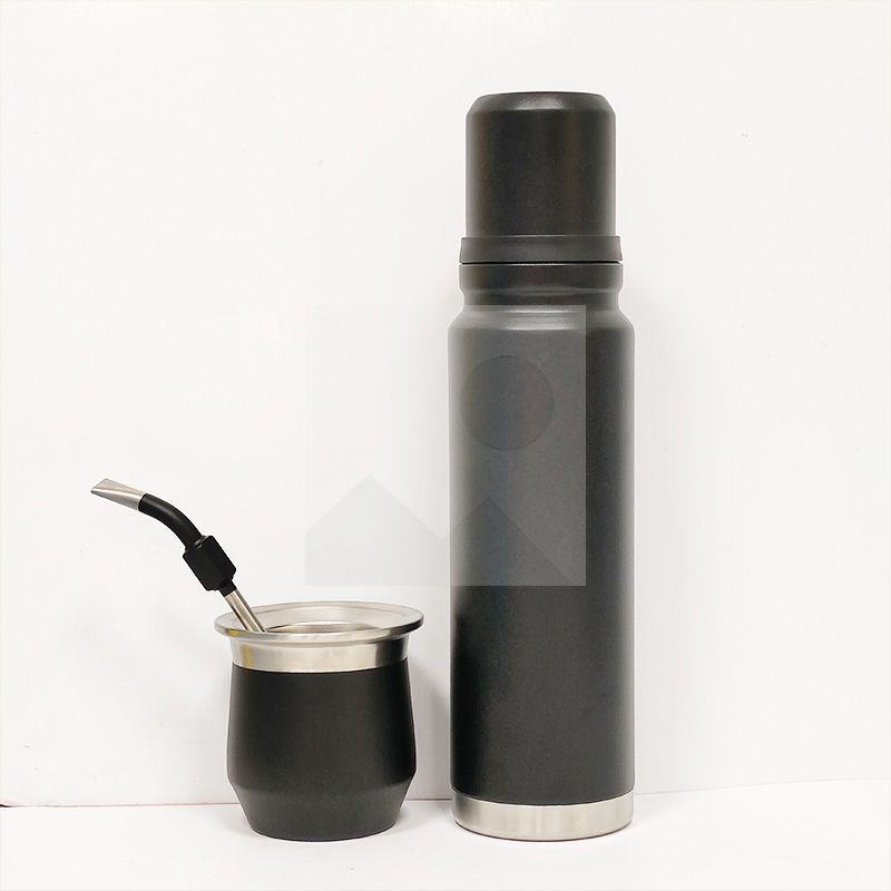 Large capacity 1000ml 8oz  double stainless steel thermos with yerba mate cup set water bottle with stainless steel bombilla18/8