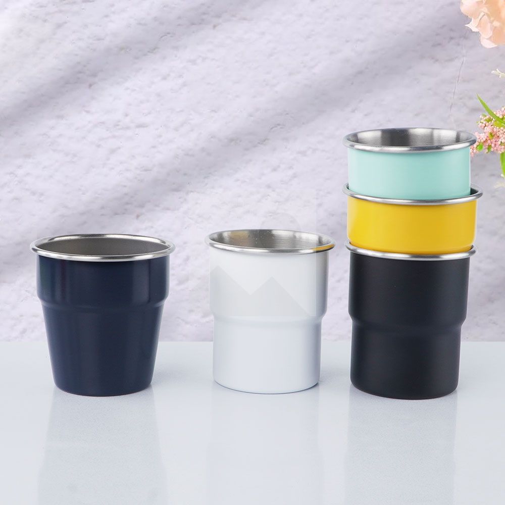 300ml Stainless Steel Cup - Reusable Metal Cups - Stackable Glasses - Camping, Hiking, Outdoor Activities, Party - Small Children Applicable - BPA Free