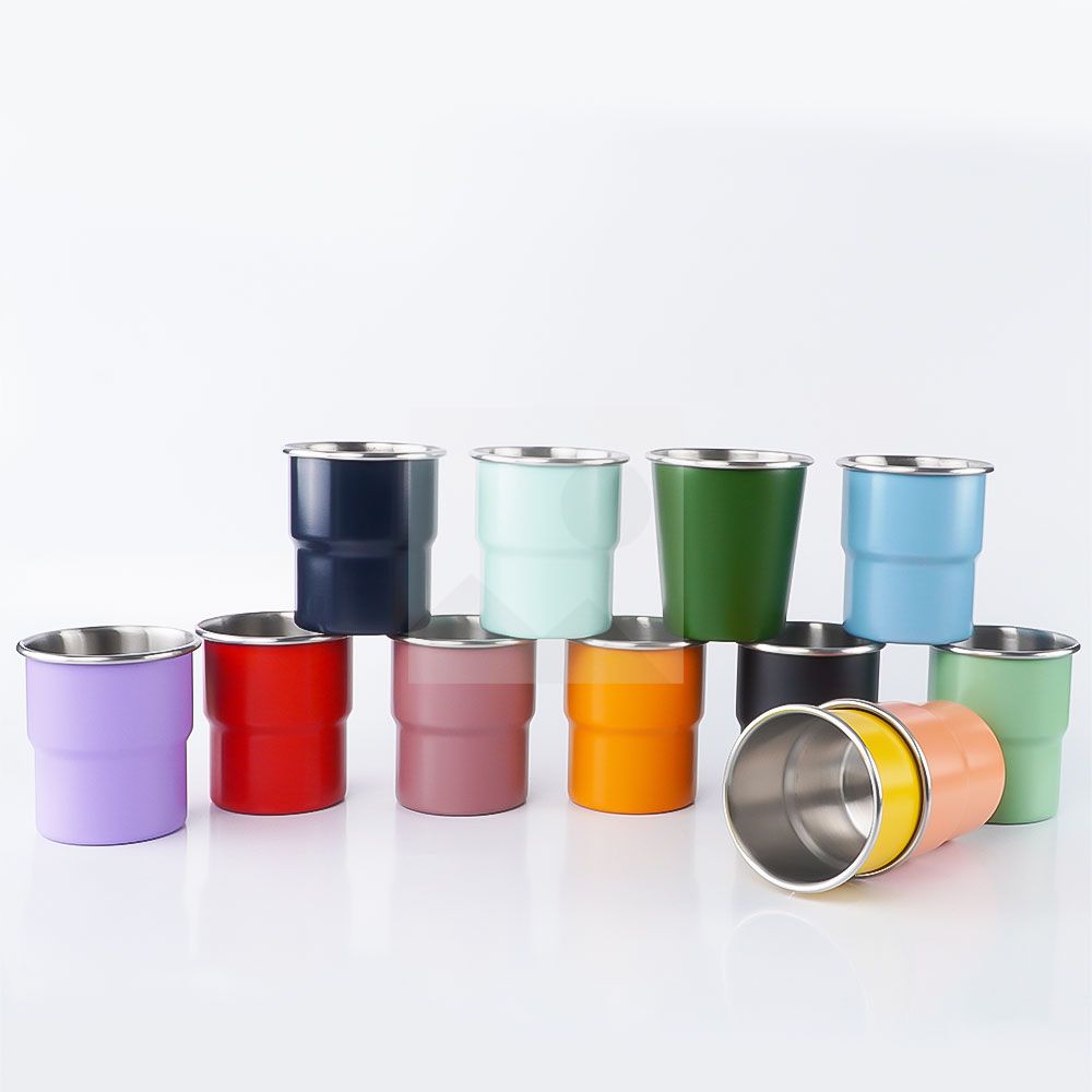 300ml Stainless Steel Cup - Reusable Metal Cups - Stackable Glasses - Camping, Hiking, Outdoor Activities, Party - Small Children Applicable - BPA Free