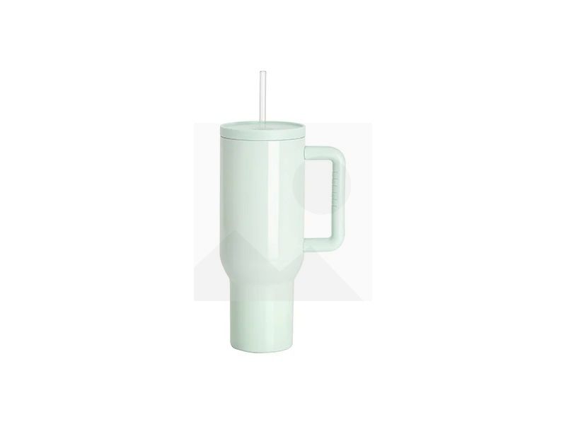 40oz/1200ml Stainless Steel Travel Tumbler with Soft Grip Handle & Straw