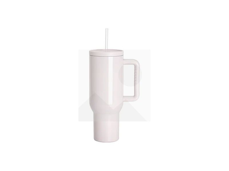 40oz/1200ml Stainless Steel Travel Tumbler with Soft Grip Handle & Straw