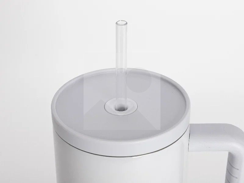40oz/1200ml Stainless Steel Travel Tumbler with Soft Grip Handle & Straw