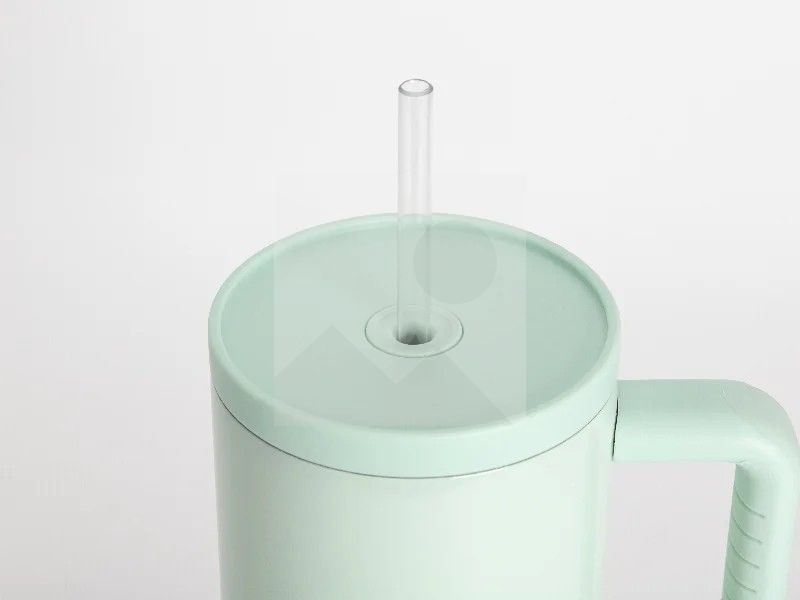 40oz/1200ml Stainless Steel Travel Tumbler with Soft Grip Handle & Straw