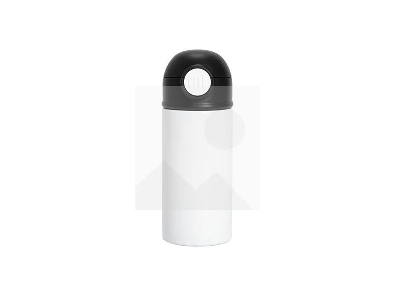 Sublimation 12oz/360ml Kids Stainless Steel Water Bottle With Plastic Straw & Black Cap