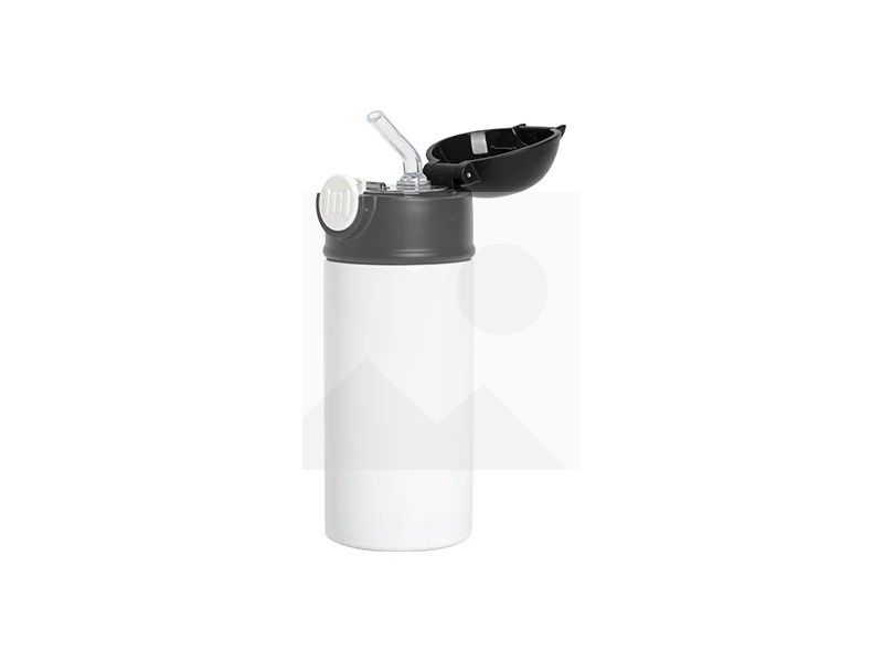 Sublimation 12oz/360ml Kids Stainless Steel Water Bottle With Plastic Straw & Black Cap