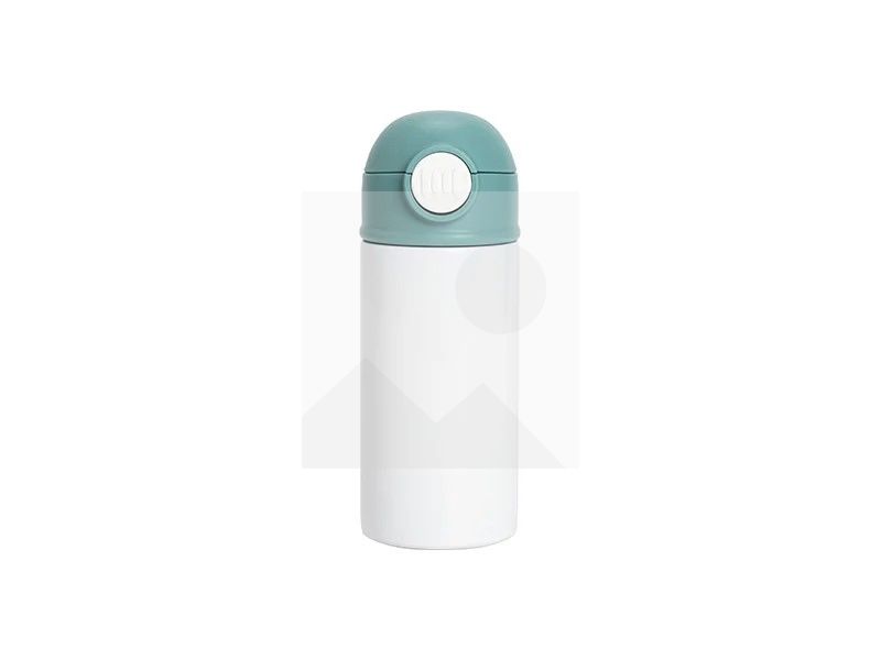 Sublimation 12oz/360ml Kids Stainless Steel Water Bottle With Plastic Straw & Black Cap