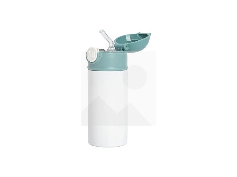 Sublimation 12oz/360ml Kids Stainless Steel Water Bottle With Plastic Straw & Black Cap