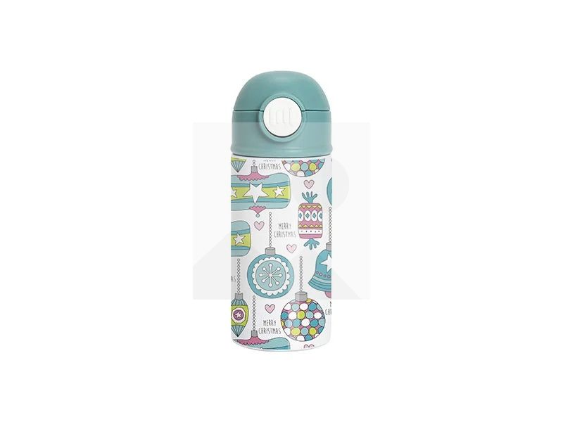 Sublimation 12oz/360ml Kids Stainless Steel Water Bottle With Plastic Straw & Black Cap