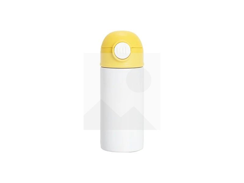 Sublimation 12oz/360ml Kids Stainless Steel Water Bottle With Plastic Straw & Black Cap