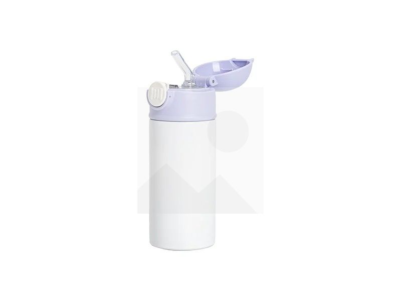 Sublimation 12oz/360ml Kids Stainless Steel Water Bottle With Plastic Straw & Black Cap