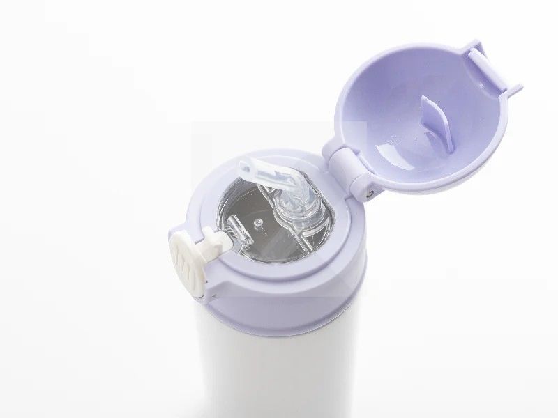 Sublimation 12oz/360ml Kids Stainless Steel Water Bottle With Plastic Straw & Black Cap