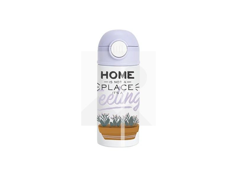 Sublimation 12oz/360ml Kids Stainless Steel Water Bottle With Plastic Straw & Black Cap