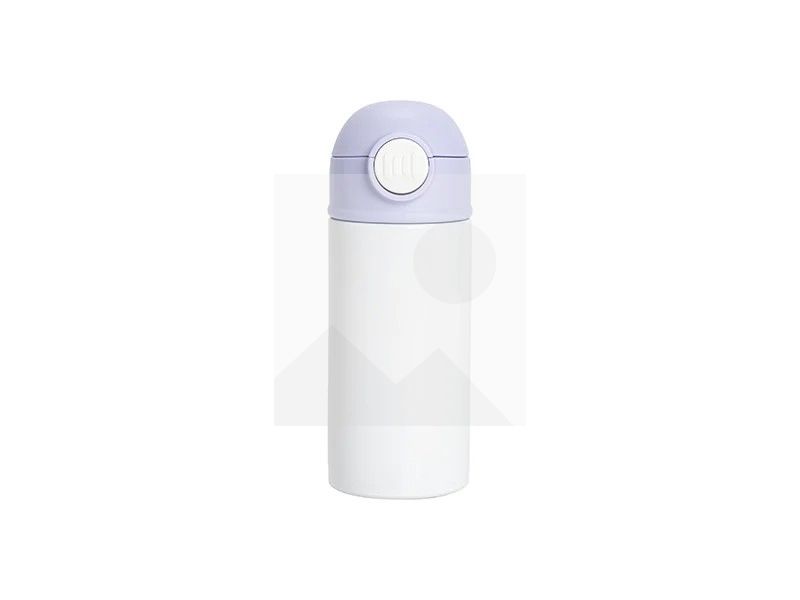 Sublimation 12oz/360ml Kids Stainless Steel Water Bottle With Plastic Straw & Black Cap