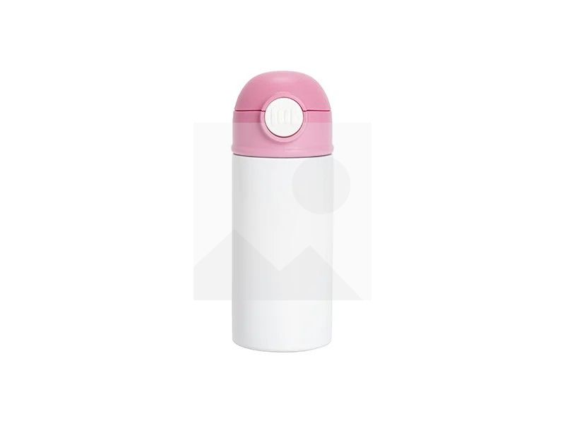 Sublimation 12oz/360ml Kids Stainless Steel Water Bottle With Plastic Straw & Black Cap