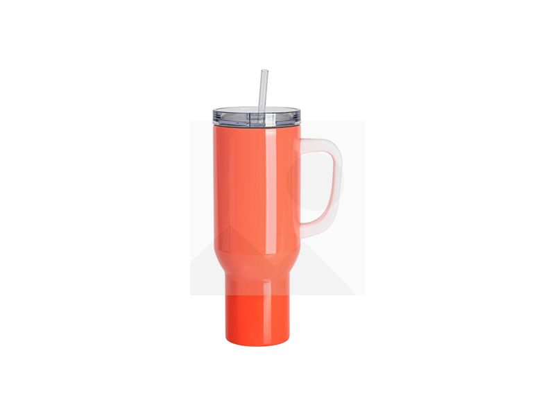 Sublimation Blanks 40oz/1200ml Stainless Steel Fluorescent Pink Travel Tumbler with Lid & Straw