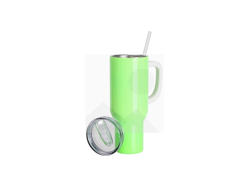 Sublimation Blanks 40oz/1200ml Stainless Steel Fluorescent Pink Travel Tumbler with Lid & Straw