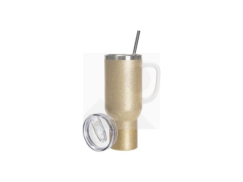 Sublimation Blanks 40oz/1200ml Stainless Steel Glitter Tumbler with Lid & Straw
