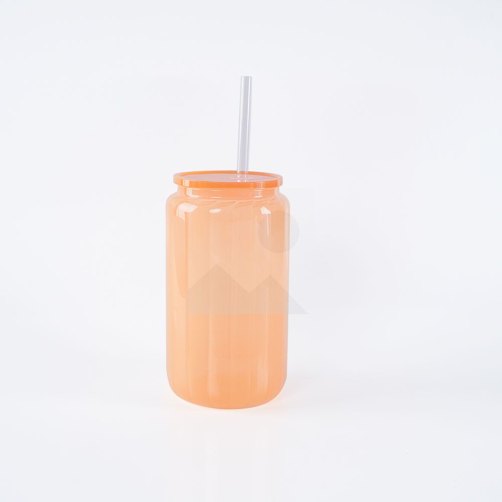 20oz Glass Cup BPA-Free Unbreakable Glass Jar Beverage Sublimation Colored Beer Iced Coffee Mug Unbreakable Glass Daily Use Mug