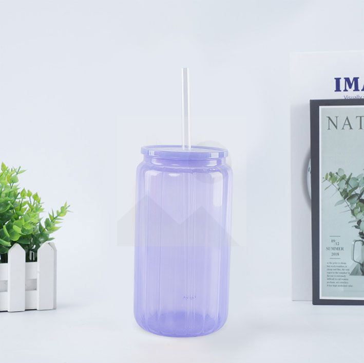 20oz Glass Cup BPA-Free Unbreakable Glass Jar Beverage Sublimation Colored Beer Iced Coffee Mug Unbreakable Glass Daily Use Mug