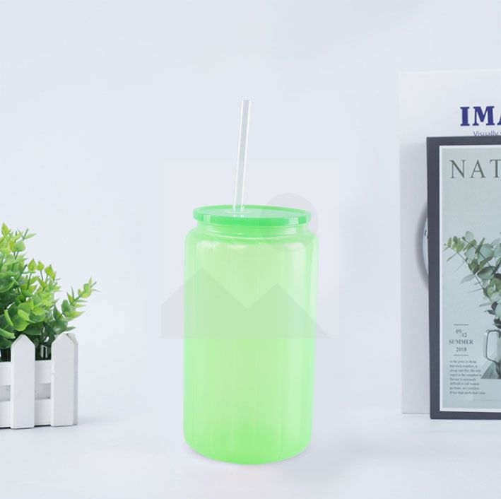 20oz Glass Cup BPA-Free Unbreakable Glass Jar Beverage Sublimation Colored Beer Iced Coffee Mug Unbreakable Glass Daily Use Mug
