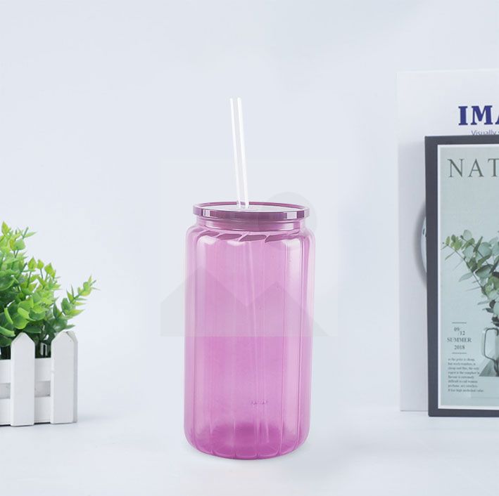 20oz Glass Cup BPA-Free Unbreakable Glass Jar Beverage Sublimation Colored Beer Iced Coffee Mug Unbreakable Glass Daily Use Mug