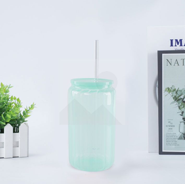 20oz Glass Cup BPA-Free Unbreakable Glass Jar Beverage Sublimation Colored Beer Iced Coffee Mug Unbreakable Glass Daily Use Mug